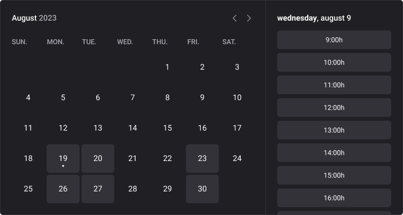 Calendar symbolizing application in operation